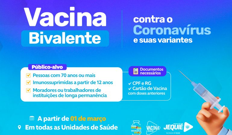 Prefeitura de Jequié inicia nesta quarta-feira aplicação da vacina bivalente contra Covid e suas variantes
