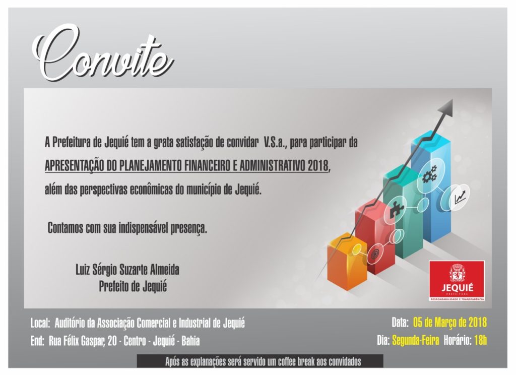 Prefeitura de Jequié apresentará Planejamento Financeiro e Administrativo