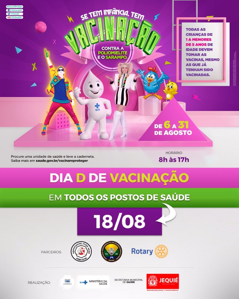 Prefeitura de Jequié segue com campanha de vacinação contra o Sarampo e a Poliomielite