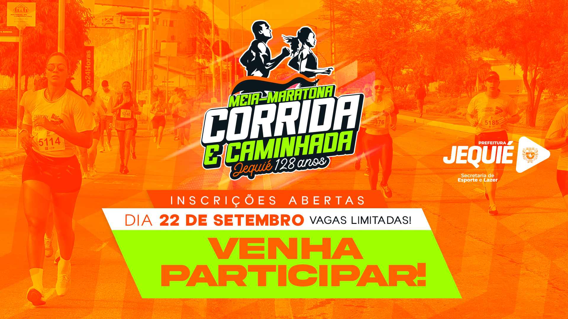 Com 30 mil em premiação, Prefeitura de Jequié abre inscrições para Meia Maratona, Corrida e Caminhada Jequié 128 anos
