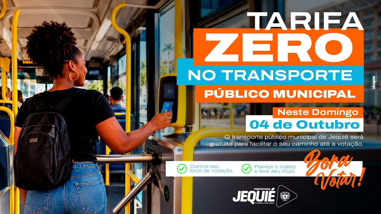 Prefeitura de Jequié garante tarifa zero no transporte público no dia das Eleições 2026